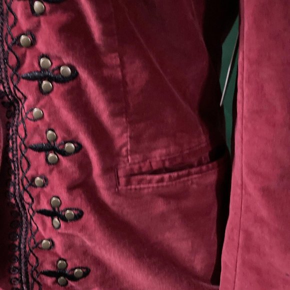 FREE PEOPLE crushed velvet heavyweight MILITARY style jacket in RIO RED sz S-NWT - Picture 11 of 15